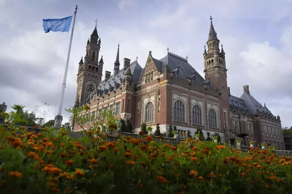 FILE - View of the Peace Palace which houses the World Court in The Hague, Netherlands, on Sept. 19, 2023. (AP Photo/Peter Dejong)