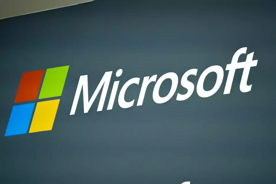 FILE - The Microsoft logo is shown at the Mobile World Congress 2023 in Barcelona, Spain, on March 2, 2023. (AP Photo/Joan Mateu Parra, File)
