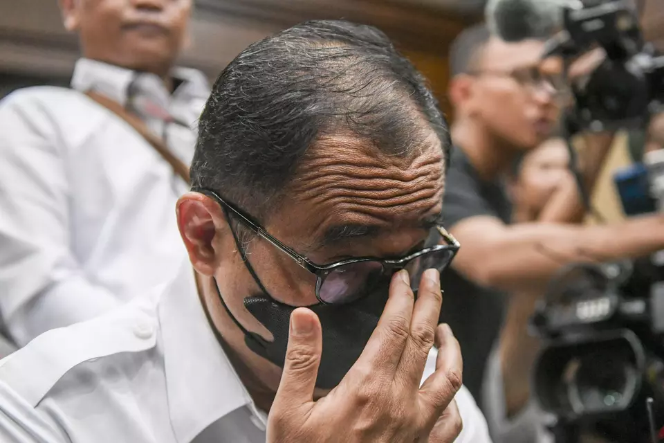 Former taxh official Rafael Alun Trisambodo attends his graft trial at the Central Jakarta District Court, Monday, Jan. 8, 2024. (Antara Photo/Hafidz Mubarak)