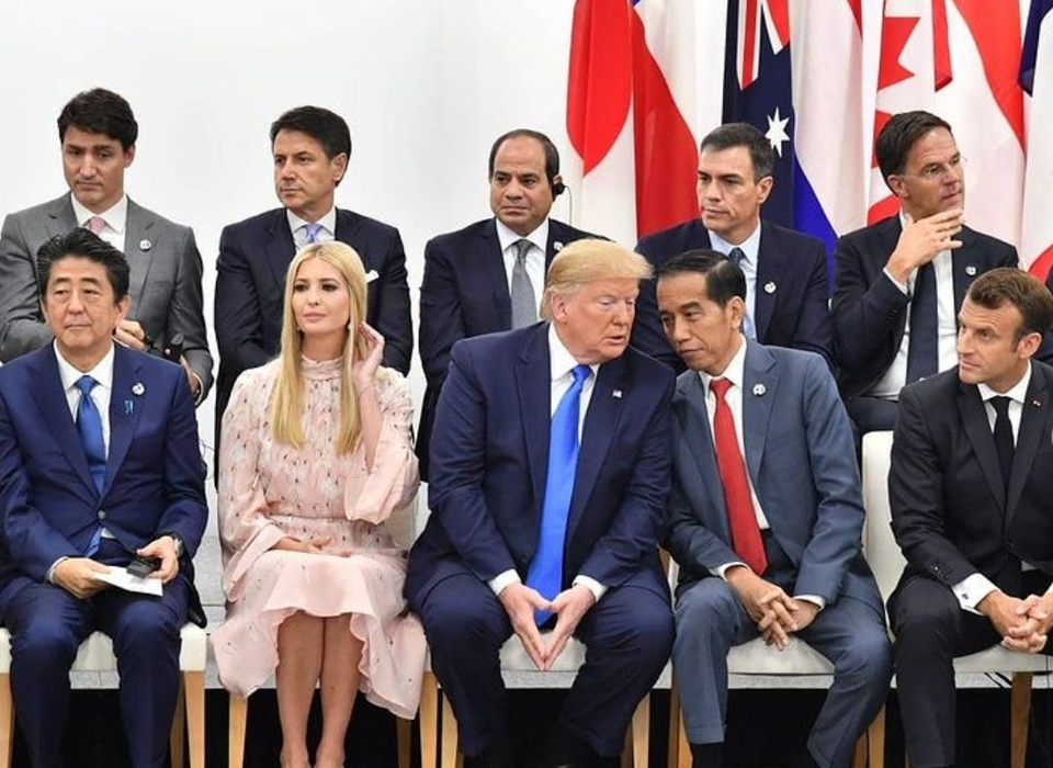 President Joko "Jokowi" Widodo speaks with then US President Donald Trump at the G20 Summit in Osaka on June 29, 2019. (Photo Courtesy of Presidential Press Bureau)