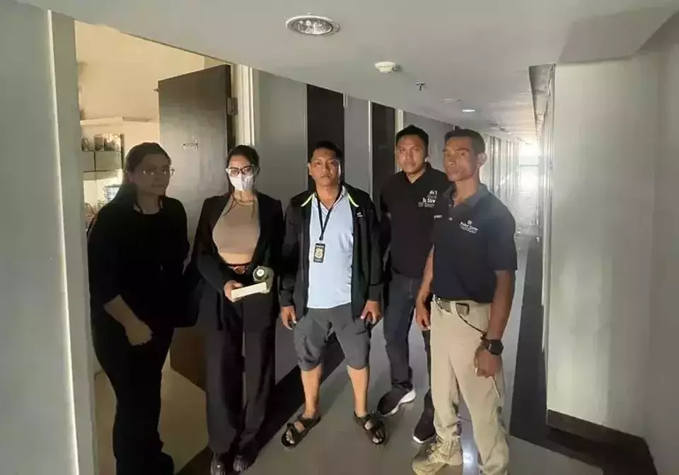 This photo provided by the Jakarta Police shows Francisca Candra Novitasari aka Siskaeee, second left, at an apartment in Yogyakarta, Wednesday, Jan. 24, 2023.