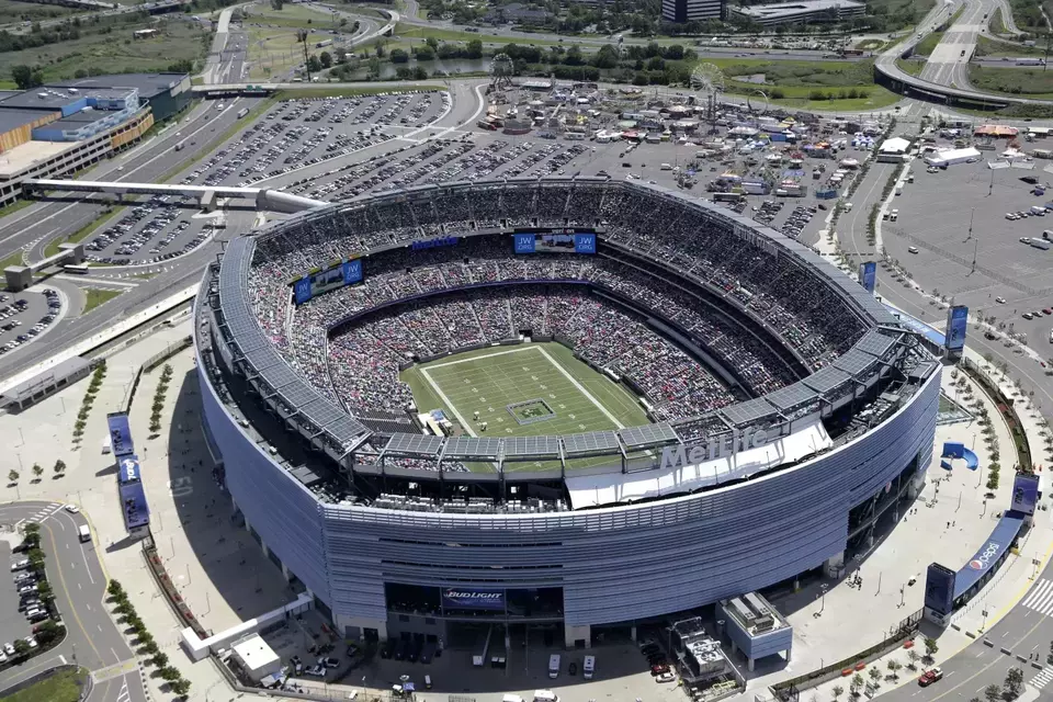 An aerial view shows the MetLife Stadium in New Jersey on June 20, 2014. FIFA announced the 2026 World Cup final will be played at the stadium on July 19, 2024. (Associated Press)