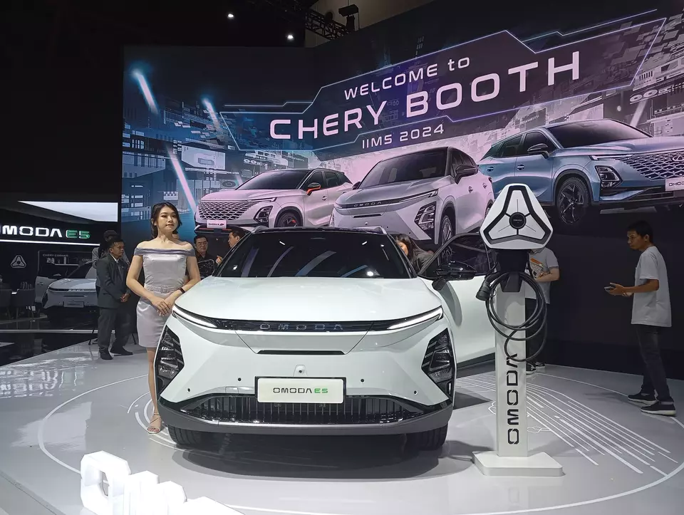Chery's Omoda E5 electric vehicle as seen at the Indonesia International Motor Show (IIMS) in Jakarta on Feb. 16, 2024. (JG Photo/Jayanty Nada Shofa)