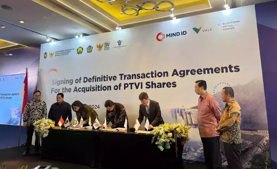 Nickel miner Vale Indonesia (INCO) signs a 14 percent divestment, valued at Rp 4.2 trillion ($268 million), to a consortium of state-owned mining companies Mineral Industri Indonesia (MIND ID) on Monday, Feb, 26, 2024. (Photo courtesy of Vale Indonesia)