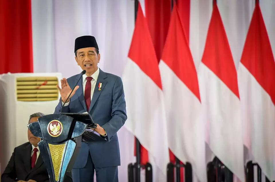 President Joko "Jokowi" Widodo addresses the armed forces and police meeting in Jakarta on Feb. 28, 2024. (Antara Photo/Bayu Pratama S)