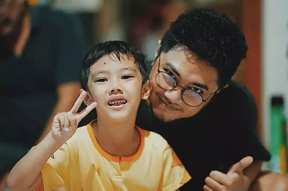 DJ Angger Dimas (right) was captured in a heartfelt moment with his son, Raden Andante Khalif Pramudityo. Dante, as he was affectionately known, tragically lost his life at the Tirtamas Pondok Kelapa swimming pool in East Jakarta on Saturday, Jan. 27, 2024. (Photo courtesy of Angger Dimas)