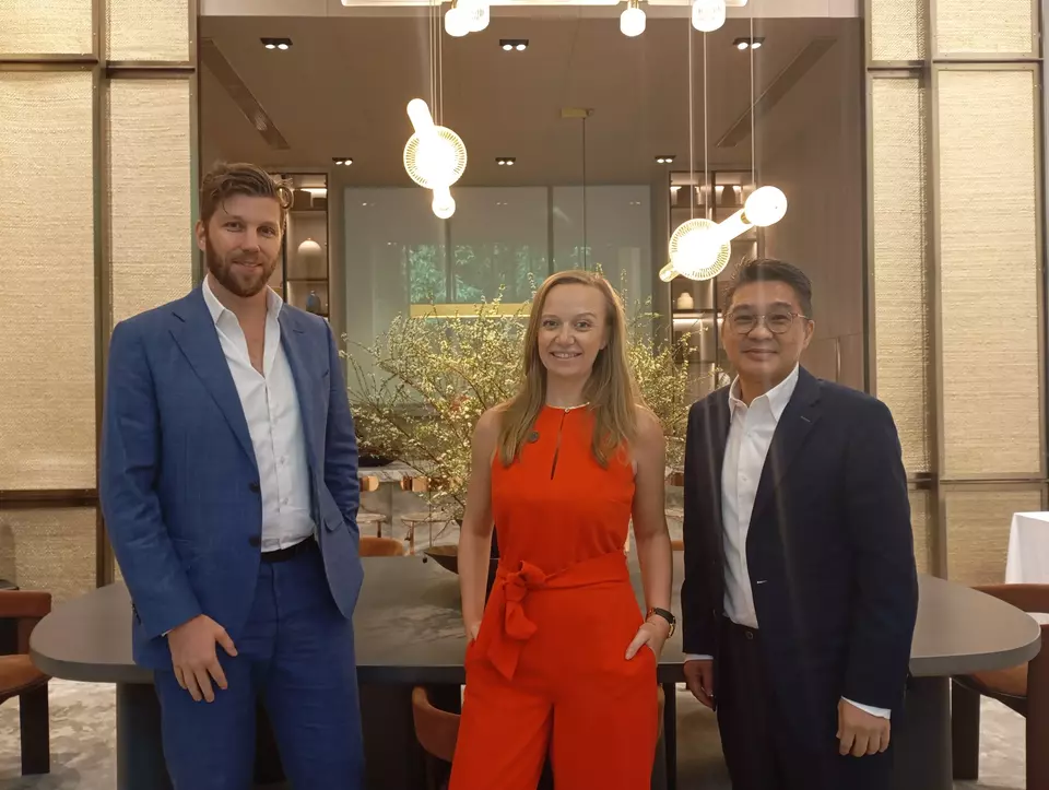 (Left to right) Bram Van Hoof, the Director of PT Jantra Swarna Dipta, Sophie Watson Swingewood, the Vice President Director of Swire Properties, Indonesia and PT Jantra Swarna Dipta,, Chandra Asali, the President Director of PT Jantra Swarna Dipta.