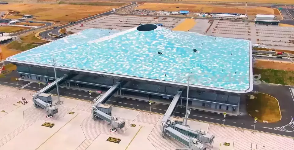 This undated photo provided by state-run construction company Wijaya Karya shows the ongoing construction of Dhoho International Airport in Kediri, East Java.