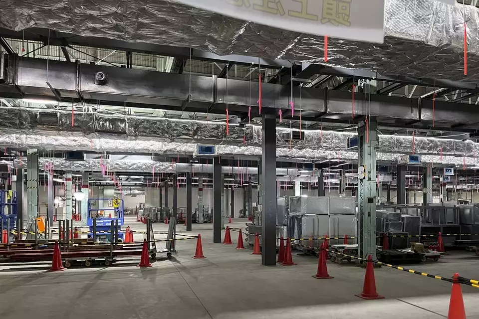 A facility that is set to be a plant for electric vehicles powered by all-solid-state batteries is seen during a media tour in Yokohama, Japan, Tuesday, April 16, 2024. (AP Photo/Yuri Kageyama)
