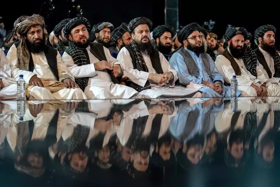 FILE - Taliban leaders attend a ceremony in Kabul, Afghanistan, May 11, 2023. (AP Photo/Ebrahim Noroozi, file)
