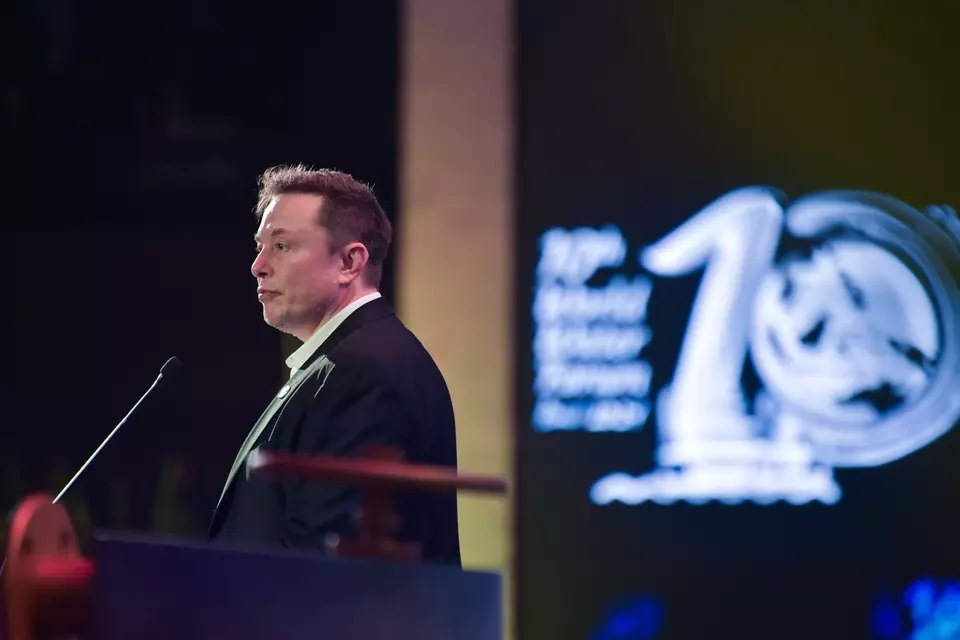 American business magnate Elon Musk speaks at the 10th World Water Forum in Bali on May 20, 2024. (Antara Photo/Maulana Surya)