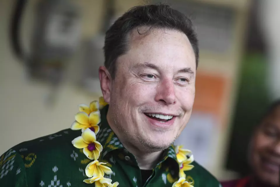 Tesla Inc. and SpaceX CEO Elon Musk answers questions from journalists after the launch of the Starlink satellite-based internet service at the Sumerta Klod Denpasar Sub-district Health Center, Bali, Sunday, May 19, 2024. (ANTARA FOTO/Muhammad Adimaja)