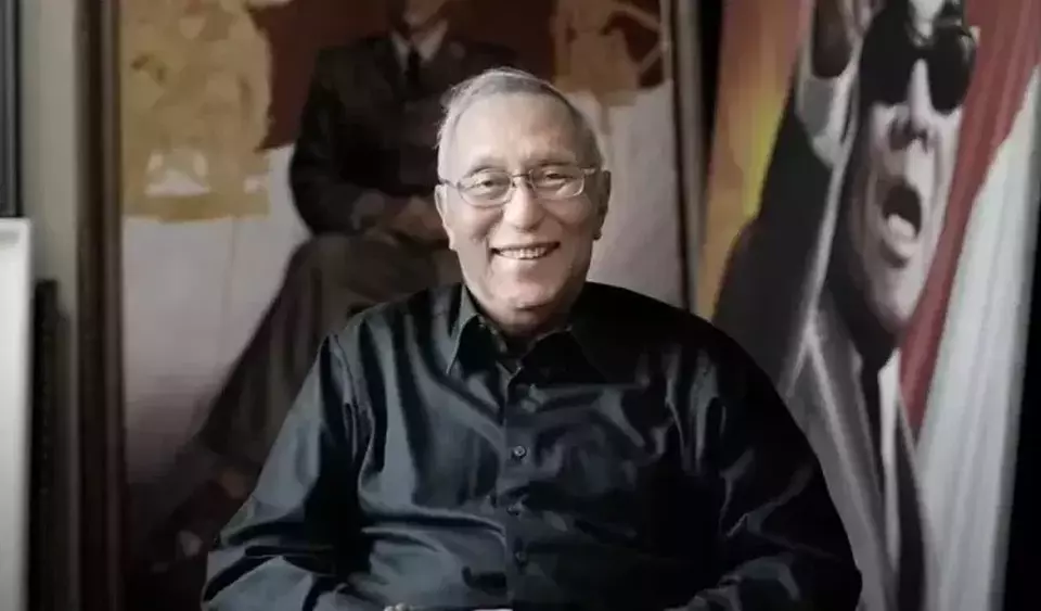 In this undated photo, senior politician Permadi Satrio Wiwoho poses in front of the large photographs of Founding Father Sukarno.