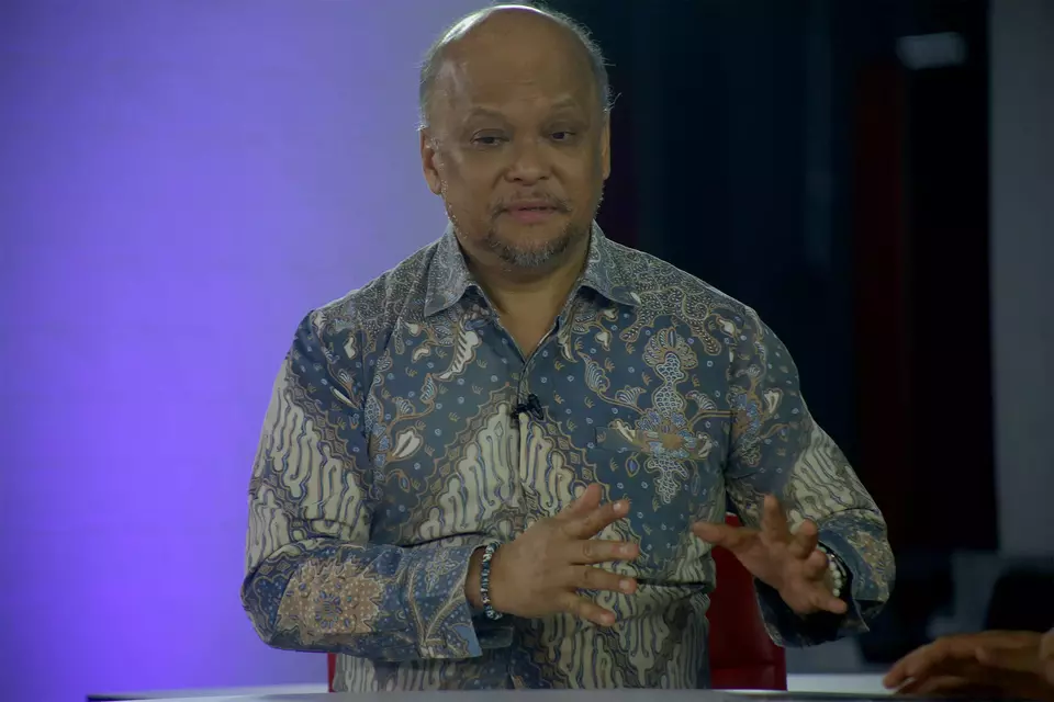 Ilham Akbar Habibie speaks during a visit to the B-Universe Media Holdings office in Pantai Indah Kapuk 2, Tangerang, Tuesday, June 25, 2024. (Joanito De Saojoao)