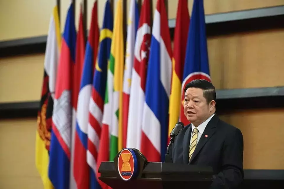 ASEAN secretary-general Kao Kim Hourn holds a media briefing at the bloc's secretariat in Jakarta on July 30, 2024. (Photo Courtesy of ASEAN Secretariat)