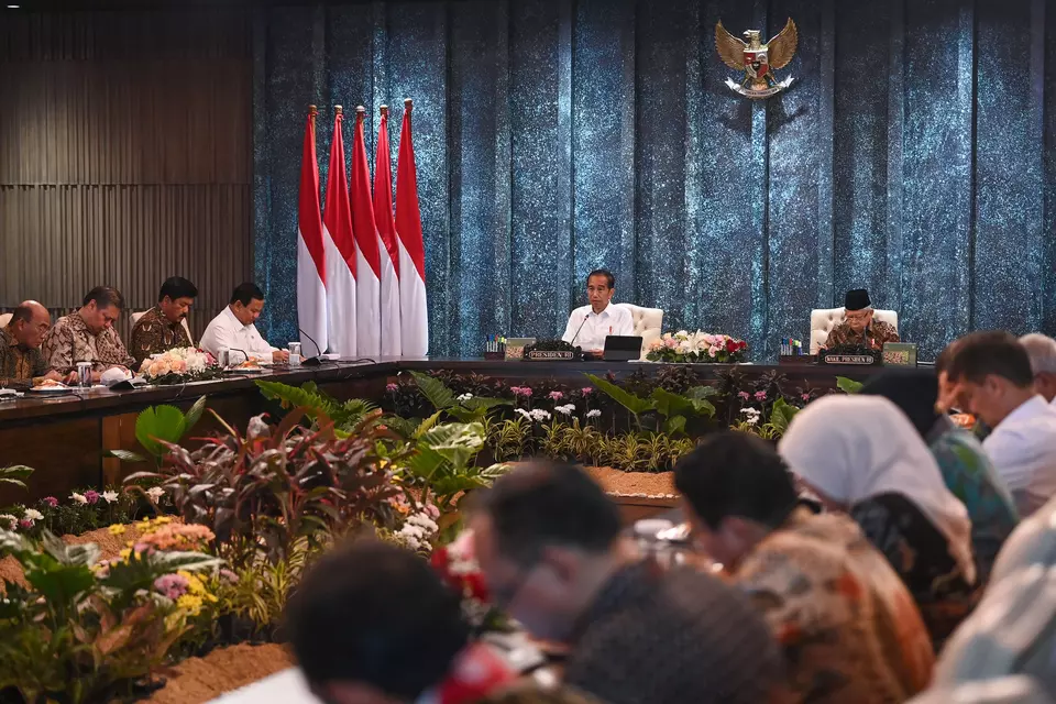 President Joko "Jokowi" Widodo chairs a cabinet meeting at the new capital Nusantara