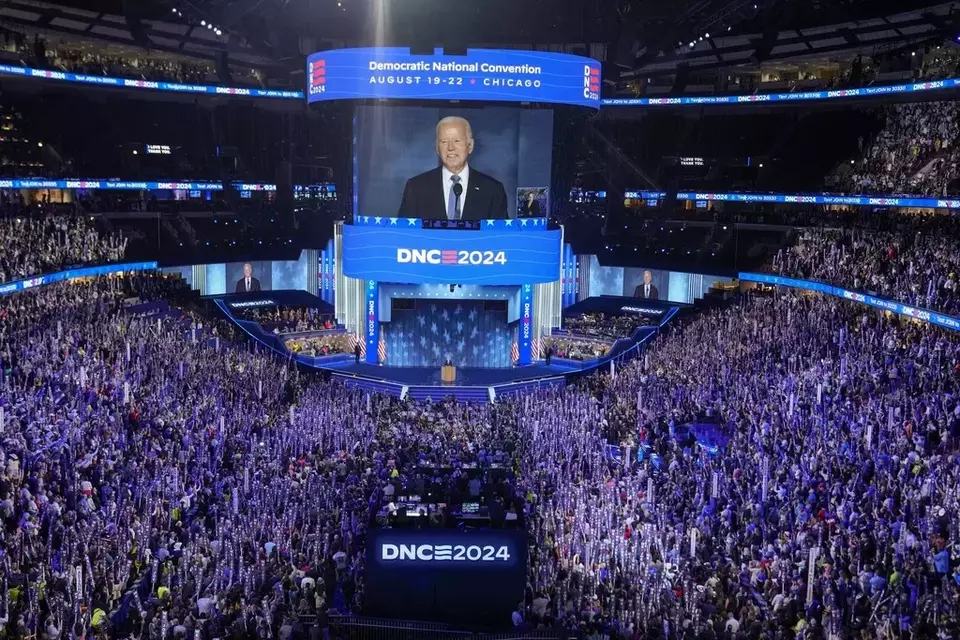 Biden Gets Rousing Ovation from Democrats as He Gives Harris