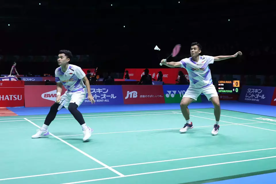 Indonesia's men's doubles pair, Leo Rolly Carnando and Bagas Maulana. (Indonesia Badminton Association)