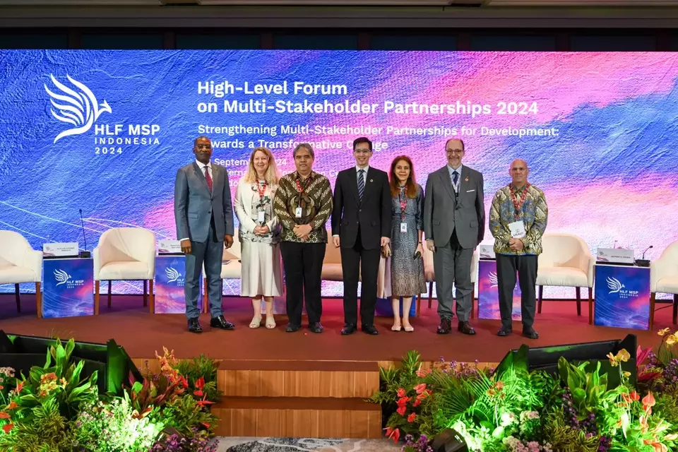 Benny Lee, the chief executive officer of Tanoto Foundation, (center) attends the High-Level Forum on Multi-Stakeholder Partnerships in Bali on September 3, 2024. (Handout Photo)