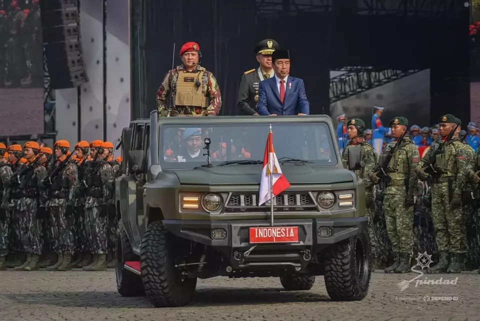 President Joko "Jokowi" Widodo rides one of Pindad