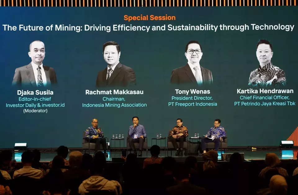 A special session on "The Future of Mining: Driving Efficiency and Sustainability through Technology" at the 2024 BNI Investor Daily Summit in Jakarta on Oct. 8, 2024. (B Universe Photo/David Gita Roza)