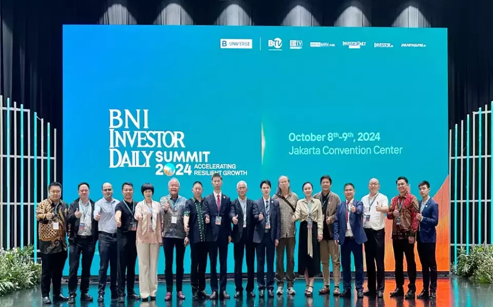 Executives of the Global Government, Business, and Cooperation (GGBEC) Alliance attends the 2024 BNI Investor Daily Summit in Jakarta on Oct. 8, 2024. (Photo Courtesy of GGBEC)