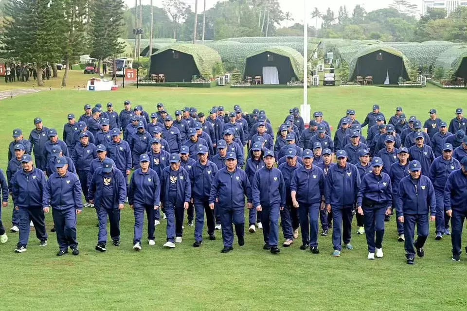 President Prabowo Subianto takes his Red and White cabinet members on a military-style retreat to Magelang on Oct. 24-27, 2024. (Photo Courtesy of @prabowo on social media platform X)