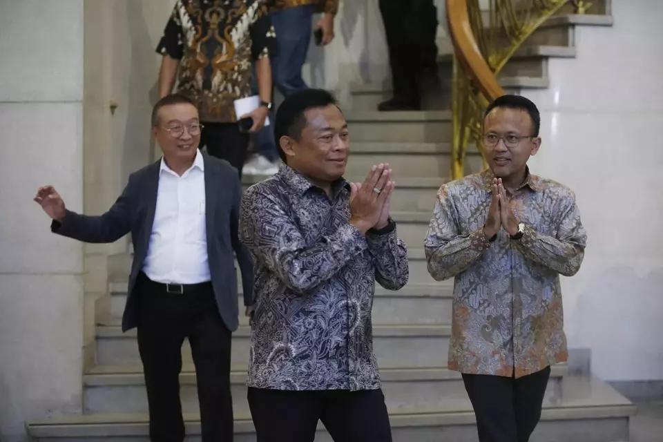 Ririek Adriansyah, President Director of Telkom Indonesia, after a meeting at the Danantara Investment Authority (BPI Danantara) office in Jakarta, Tuesday, November 19, 2024. (Beritasatu.com/David Gita Roza)