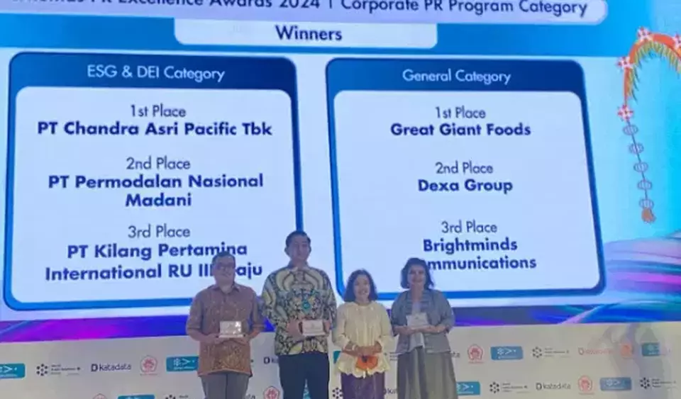 Chandra Asri Pacific (Chandra Asri Group) recently won Perhumas’ 2024 PR Excellence Awards (PREA).(Photo Courtesy of Chandra Asri Group)