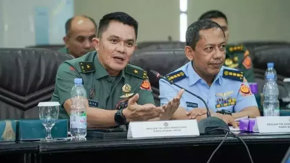 In this undated photo, Ariyo Windutomo, left, speaks in a hearing with lawmakers at the legislature building in Jakarta. (Instagram post)