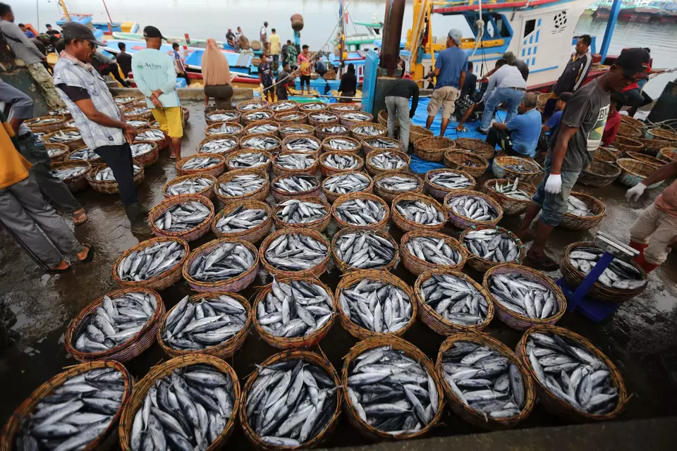 Fishermen sell their catch at a port in Banda Aceh on Dec. 17, 2024. (Antara Photo/Ampelsa)