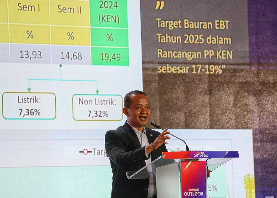 Energy Minister Bahlil Lahadalia kicks off the 2025 Beritasatu Economic Outlook forum in Jakarta on Jan. 30, 2025. (B-Universe Photo/Joanito de Saojao)