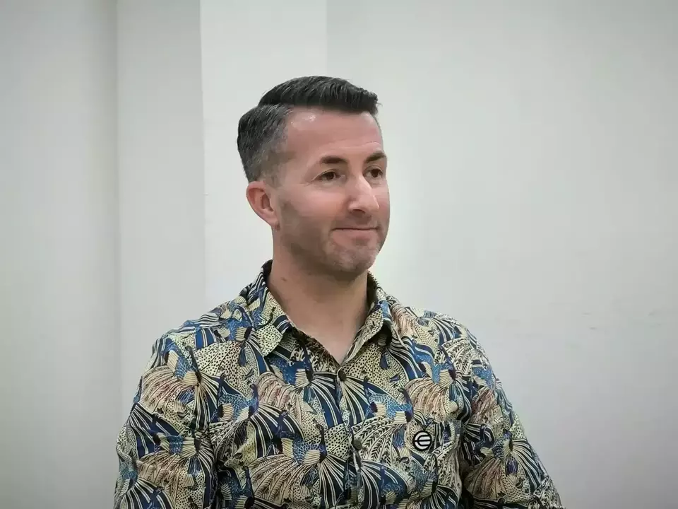 Chief Legal and Privacy Officer of Tools for Humanity, Damien Kieran. Tools for Humanity (TFH), the company behind the World Project, launched its digital identity verification system in Indonesia, on Wednesday, Feb. 12, 2025. (The Jakarta Globe/Faisal Maliki Baskoro)