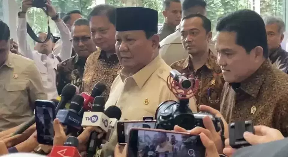 President Prabowo Subianto speaks to journalists in Jakarta, Wednesday, Feb. 26, 2025. (B-Universe Photo/Ichsan Ali)