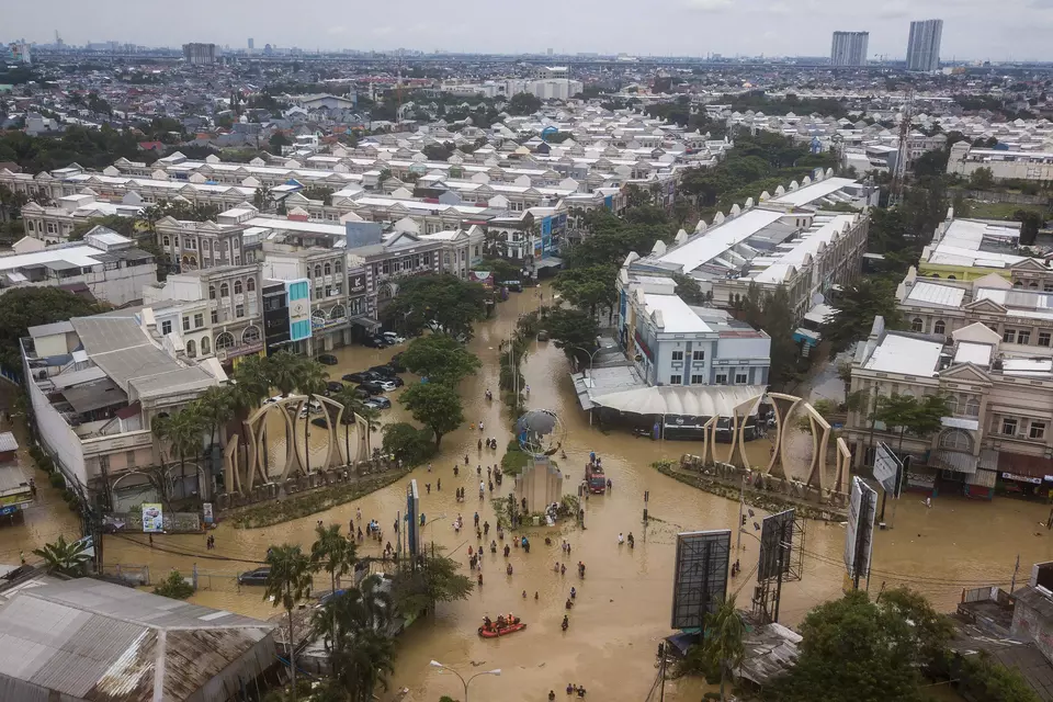 Floods Paralyze Bekasi City Near Jakarta
