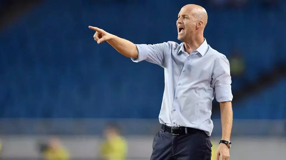 This undated photo shows Jordi Cruyff as head coach of Chongqing Lifan in the Chinese Super League. (Photo courtesy of Cruyff Institute)