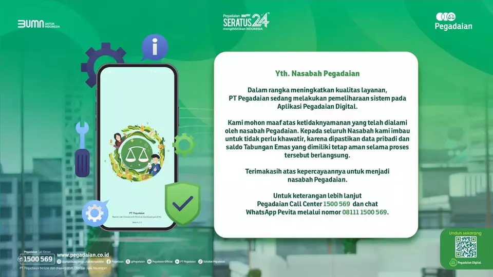 Pegadaian Digital undergoes system maintenance on April 8, 2025. (Photo Courtesy of Pegadaian)