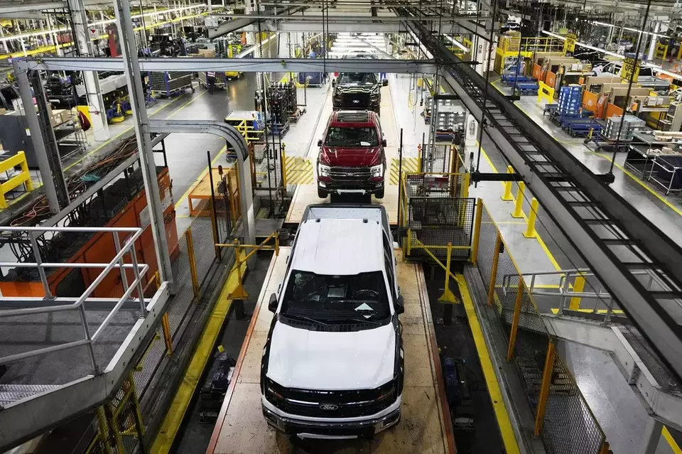 FILE - The 2024 Ford F-150 truck is assembled at the Dearborn Truck Plant, April 11, 2024, in Dearborn, Michigan. (AP Photo/Carlos Osorio, File)