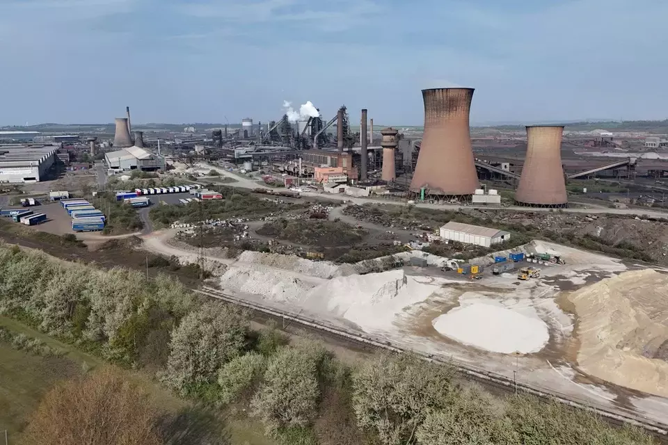 The British Steel works in Scunthorpe, North Lincolnshire, Saturday, April 12, 2025. (Peter Byrne/PA via AP)