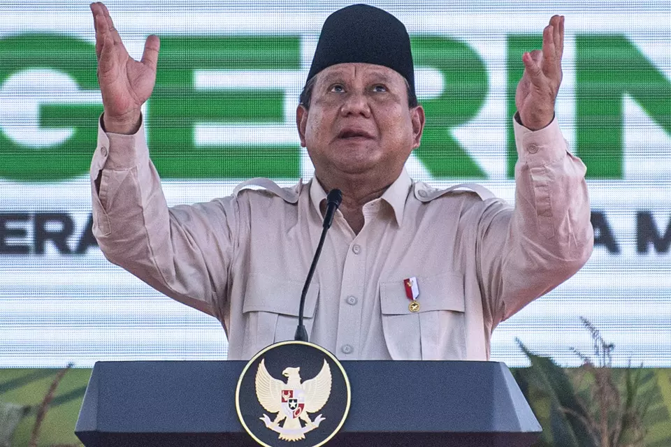 President Prabowo Subianto attends an agricultural event in Banyuasin, South Sumatra, on April 23, 2025. (Antara Photo/Nova Wahyudi)