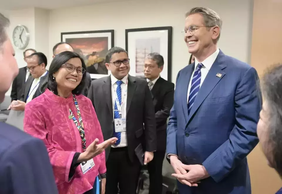 Finance Minister Sri Mulyani meets US Secretary of Treasury Scott Bessent in Washington DC on April 24, 2025. (Photo Courtesy of @smindrawati)