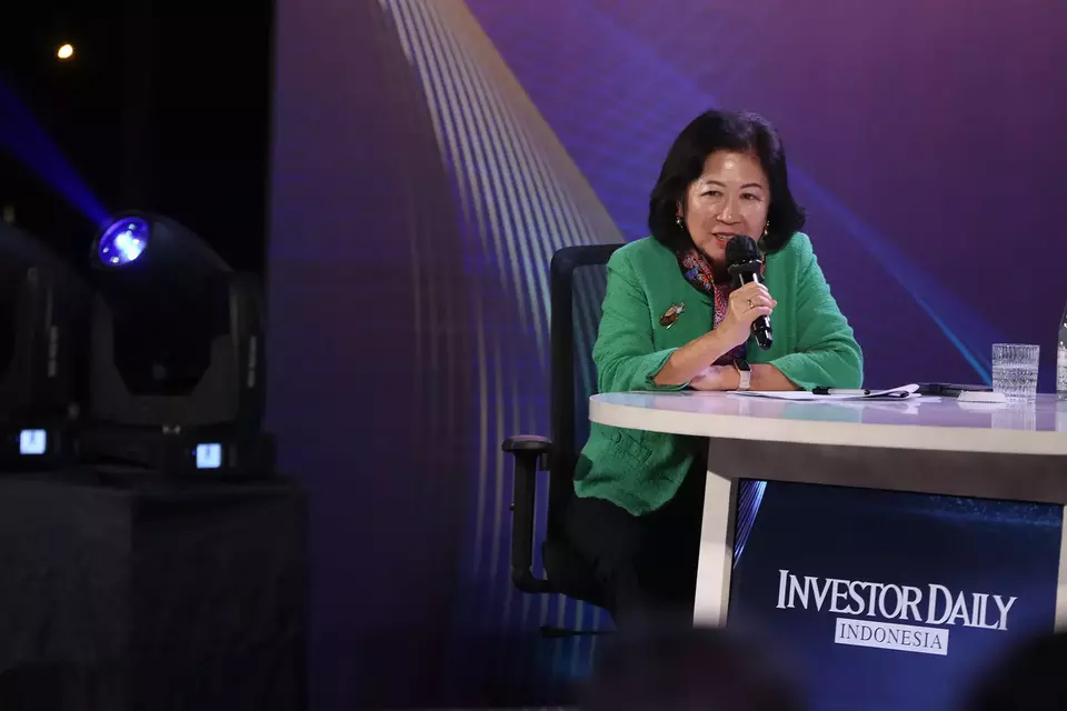 Mari Elka Pangestu, deputy chair of the National Economic Council, speaks during the Investor Daily Roundtable at the Westin Hotel in Jakarta, Wednesday, April 30, 2025. (B-Universe Photo/David Gita Roza) 