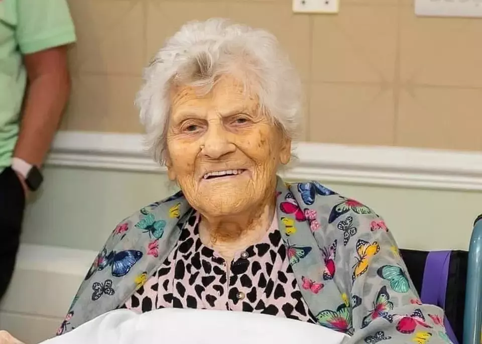 This undated handout provided by Hallmark Care Homes shows Ethel Caterham, who on Friday, May 2, 2025 is now the world's oldest woman according to LongeviQuest. (Hallmark Care Homes via AP)