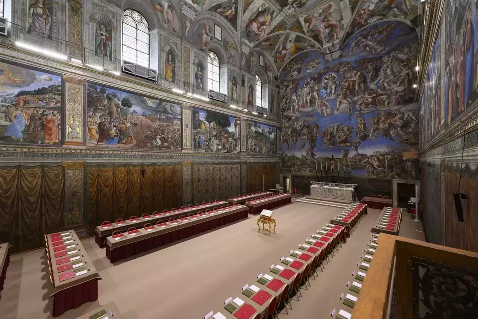 The Sistine Chapel, where cardinals will gather to elect the new pope, is seen on Tuesday, May 6, 2025. (Vatican Media via AP)