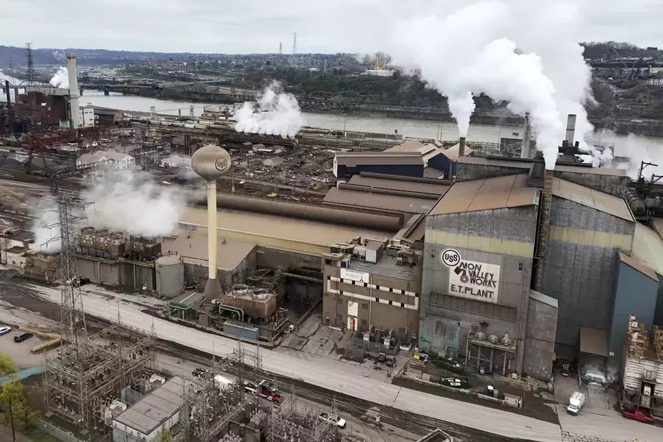The United States Steel Corporation's Edgar Thomson Plant in Braddock, Pa., on Friday, April 11, 2025. (AP Photo/Gene J. Puskar)