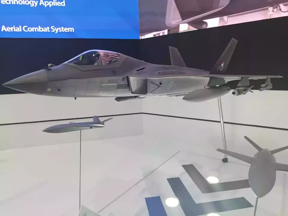 A replica of the KF-21 fighter jet as seen at the 2024 Indo Defence Expo and Forum in Jakarta on June 12, 2025. (JG Photo/Jayanty Nada Shofa)