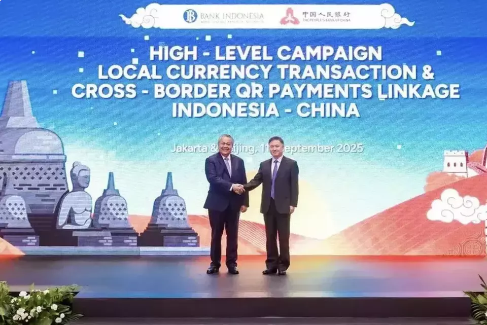Bank Indonesia (BI) and the People's Bank of China (PBoC) launch a limited trial of cross-border QRIS payment connectivity in Beijing on Thursday, Sept. 11, 2025. (Bank Indonesia)