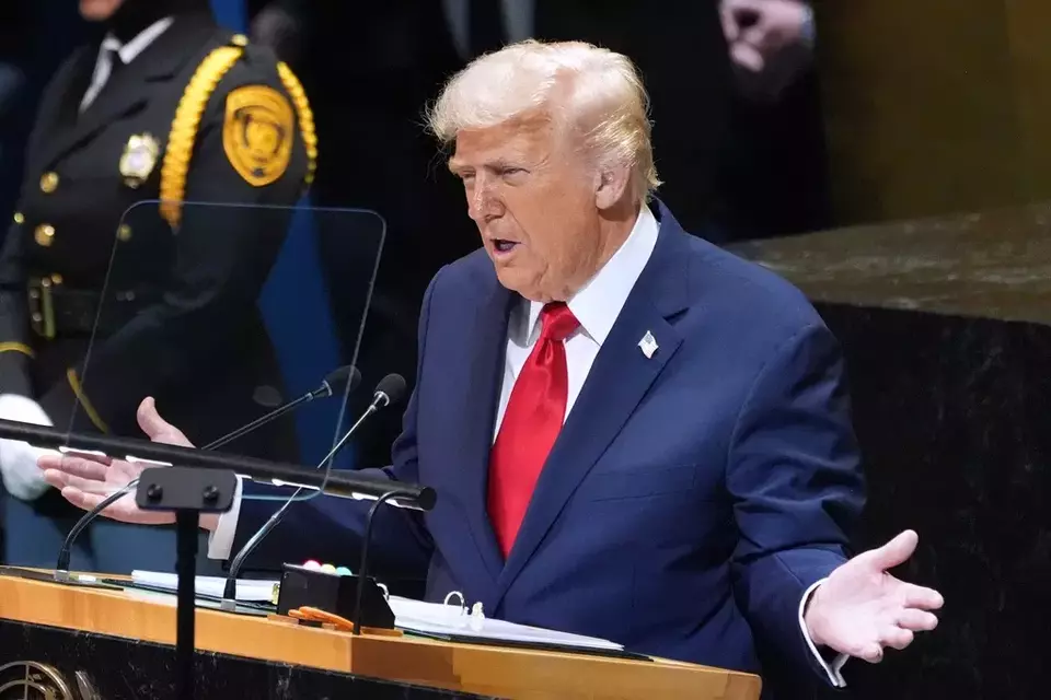 US President Donald Trump speaks to the United Nations General Assembly, Tuesday, Sept. 23, 2025, in New York. (AP Photo/Evan Vucci)