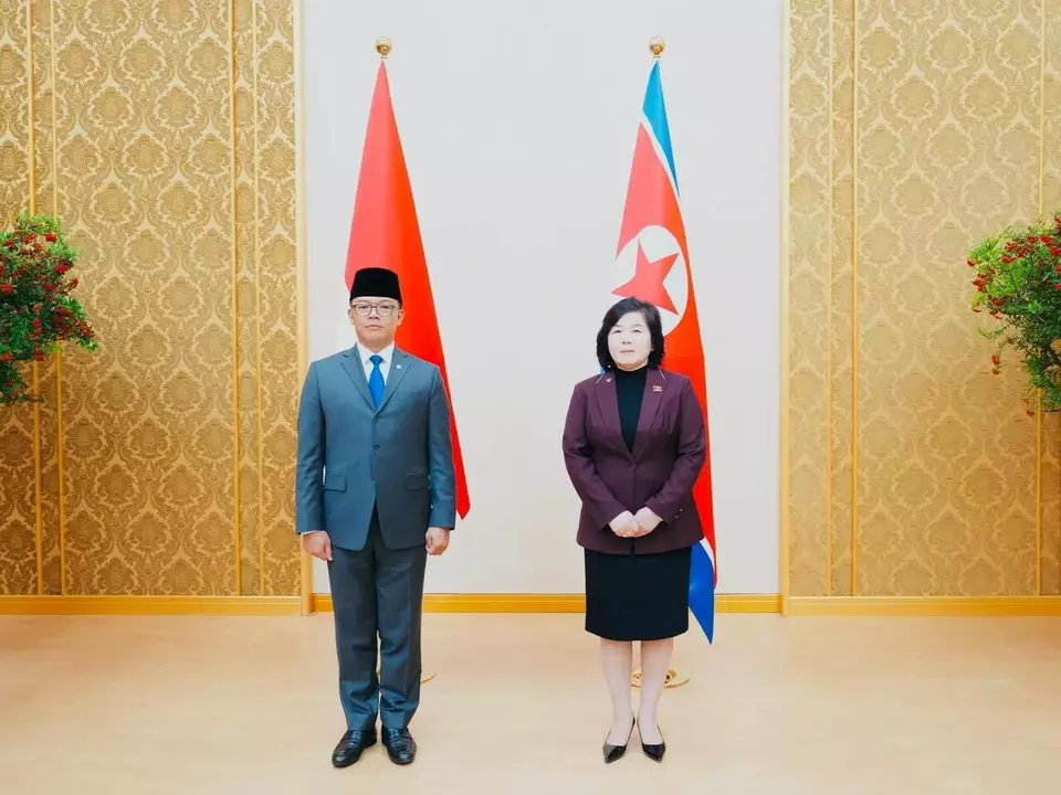 Foreign Minister Sugiono meets his North Korean counterpart Choe Son-Hui in Pyongyang on Oct. 11, 2025. (Photo Courtesy of Foreign Affairs Ministry)