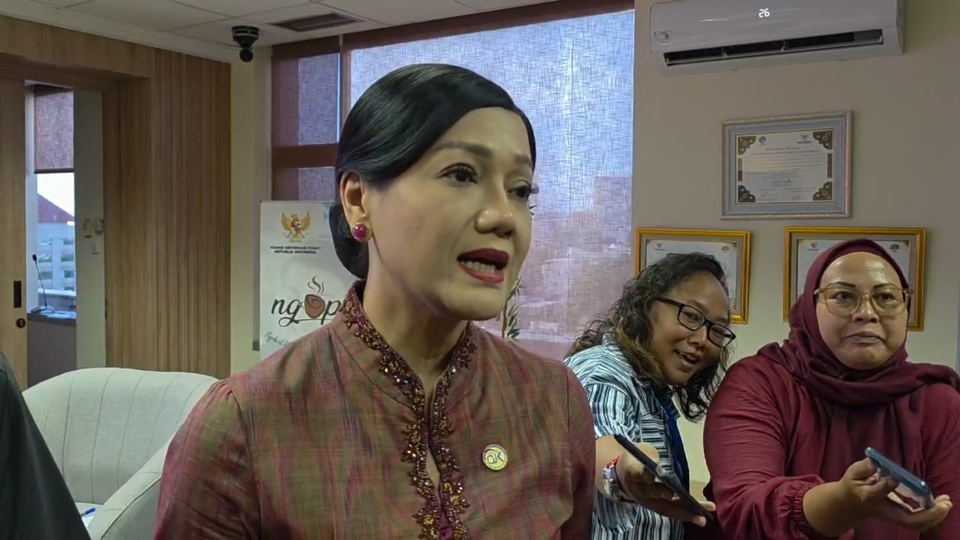 Friderica Widyasari Dewi, Chief Executive for Financial Services Business Conduct, Education, and Consumer Protection at OJK, speaks during a media briefing titled 